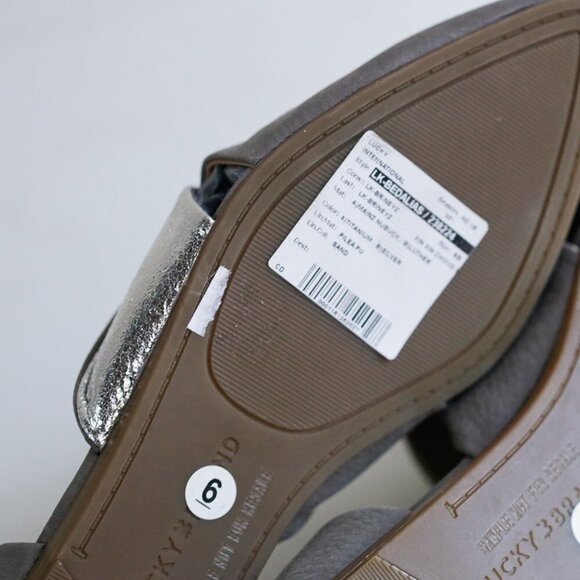 Brand New Lucky Brand Grey Silver Pointy Toe Leather Flats - Picture 7 of 7